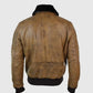 Men's Aviator Fur Brown Bomber Leather Jacket – Custom Fit - back view