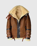 Men's B3 Cockpit Pilot Brown Leather Shearling Jacket