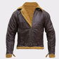 Men's B3 Flying Aviator Pilot Shearling Brown Leather Jacket - front view