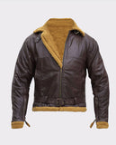 Men's B3 Flying Aviator Pilot Shearling Brown Leather Jacket - front view