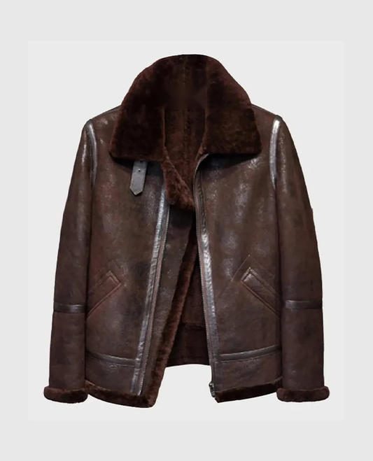 Men's B3 Flying Aviator Pilot Shearling Brown Leather Jacket