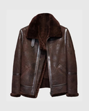 Men's B3 Flying Aviator Pilot Shearling Brown Leather Jacket