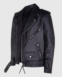 Men's Black Leather Brando Jacket for Bikers – Custom Fit - front view