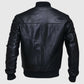 Men's Black Sheepskin Leather Varsity Bomber Jacket - back view