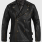 Men's Black Motorcycle Leather Jacket – Custom Fit - front view