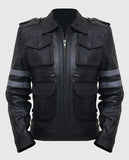 Men's Black Motorcycle Leather Jacket – Custom Fit – Custom Fit - front view