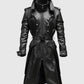 Men's Black Stylish Hooded Leather Coat – Custom Fit - front view