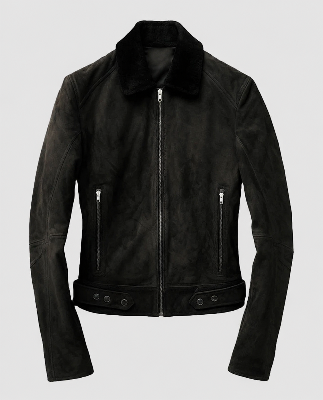 Men's Black Suede Leather Jacket – Custom Fit | Genuine Leather - front view