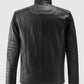 Men's Black Cafe Racer Leather Jacket | Genuine Leather - back view
