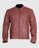 Men's Cafe Racer Light Brown Suede Leather Jacket – Premium Outerwear - front view