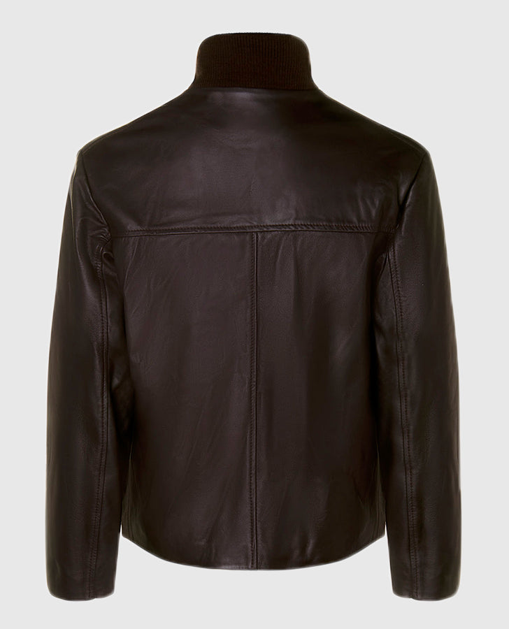 Men's Casino Royale Style Brown Leather Jacket – Custom Fit - back view