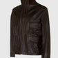 Men's Casino Royale Style Brown Leather Jacket – Custom Fit - front view