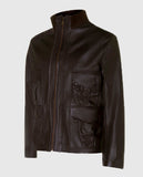 Men's Casino Royale Style Brown Leather Jacket – Custom Fit - front view