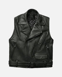 Men's Classic Black Leather Vest – Custom Fit | Genuine Leather - front view