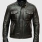Men's Distressed Cafe Racer Leather Jacket | Genuine Leather - front view