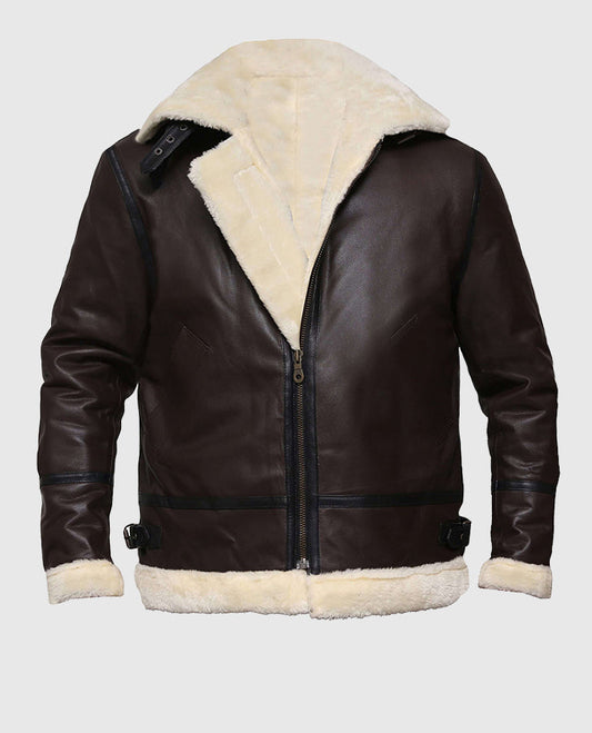 Men's G1 Aviator Brown Bomber Leather Jacket – Custom Fit - front view