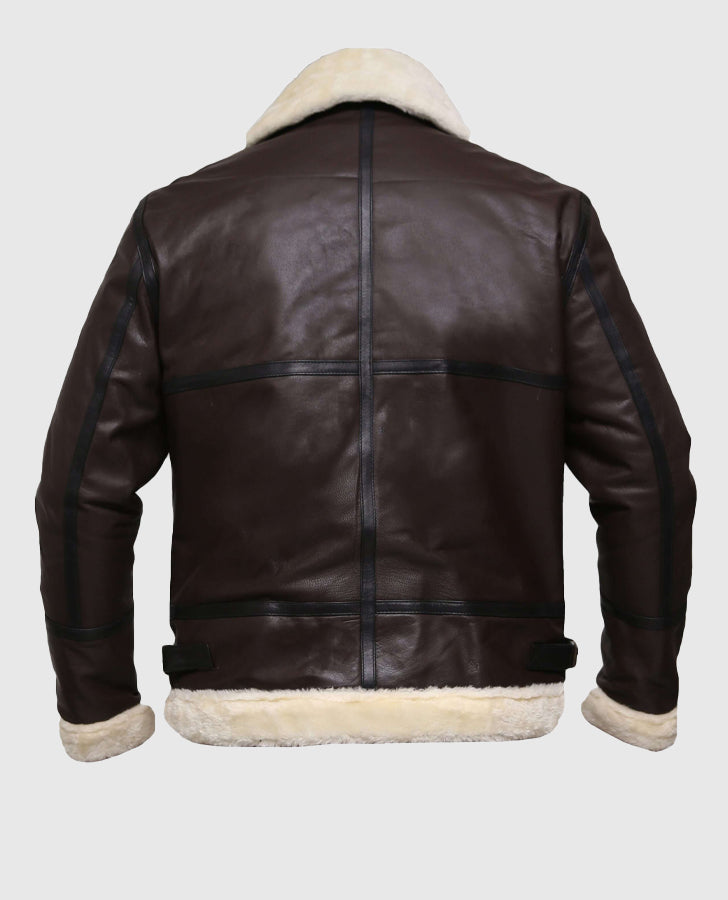 Men's G1 Aviator Brown Bomber Leather Jacket – Custom Fit - back view