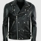 Men's Godspeed Motorcycle Padded Black Leather Jacket - front view