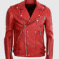Men's Godspeed Motorcycle Padded Red Leather Jacket - front view