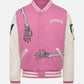 Men's Godspeed Skull Pink Varsity Leather Jacket – Custom Fit - front view