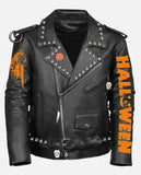 Men's Halloween Black Leather Jacket – Custom Fit | Genuine Leather - front view