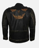 Men's Handmade Vintage Black Leather Jacket Halloween - front view