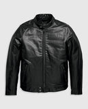 Men's Harley Davidson Enodia Leather Riding Charcoal Black Jacket - front view