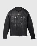 Men's Harley Davidson Mechanic Black Leather Jacket - front view