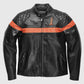 Men's Victory Sweep Orange Leather Jacket | Genuine Leather - front view