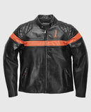 Men's Victory Sweep Orange Leather Jacket | Genuine Leather - front view