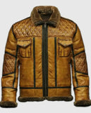 Men's RAF B10 Distressed Brown Aviator Leather Jacket - front view