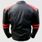 Men's Vintage Red Stripes Motorcycle Leather Jacket - back view