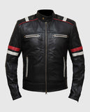 Men's Retro Cafe Racer Black Leather Jacket – Custom Fit - front view