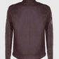 Men's Sizma Brown Cafe Racer Style Leather Jacket | Genuine Leather - back view