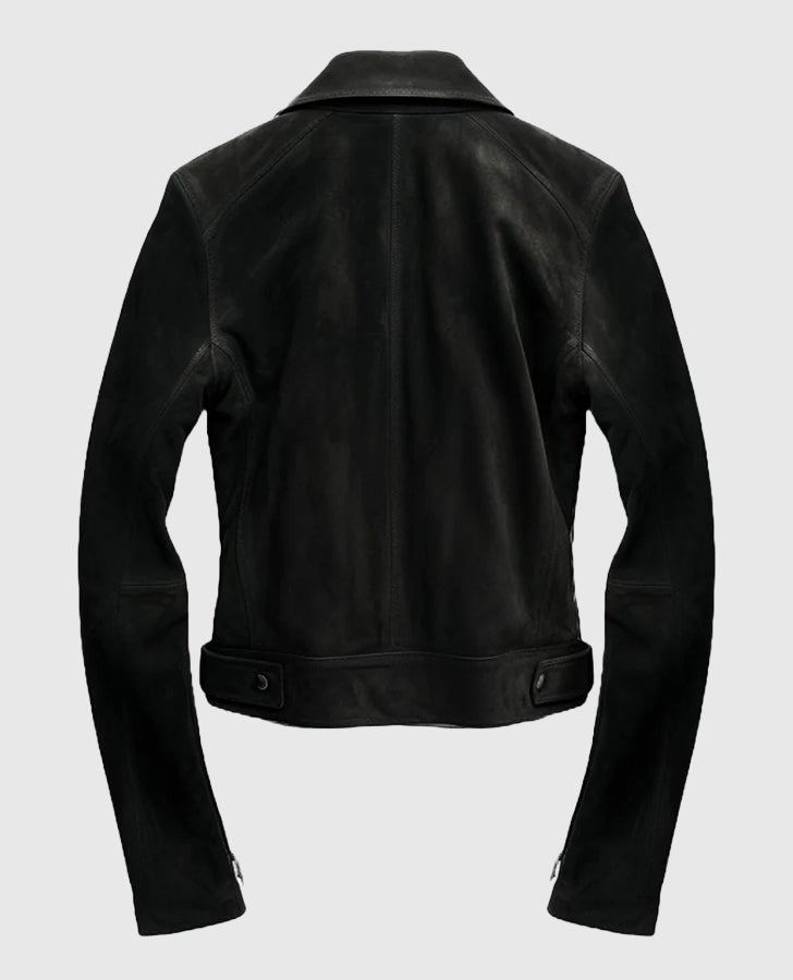 Men's Black Suede Leather Jacket – Custom Fit | Genuine Leather - back view