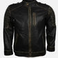 Men's Handmade Vintage Black Leather Jacket Halloween - back view