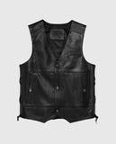 Men's Harley Davidson Tradition II Black Leather Vest - front view