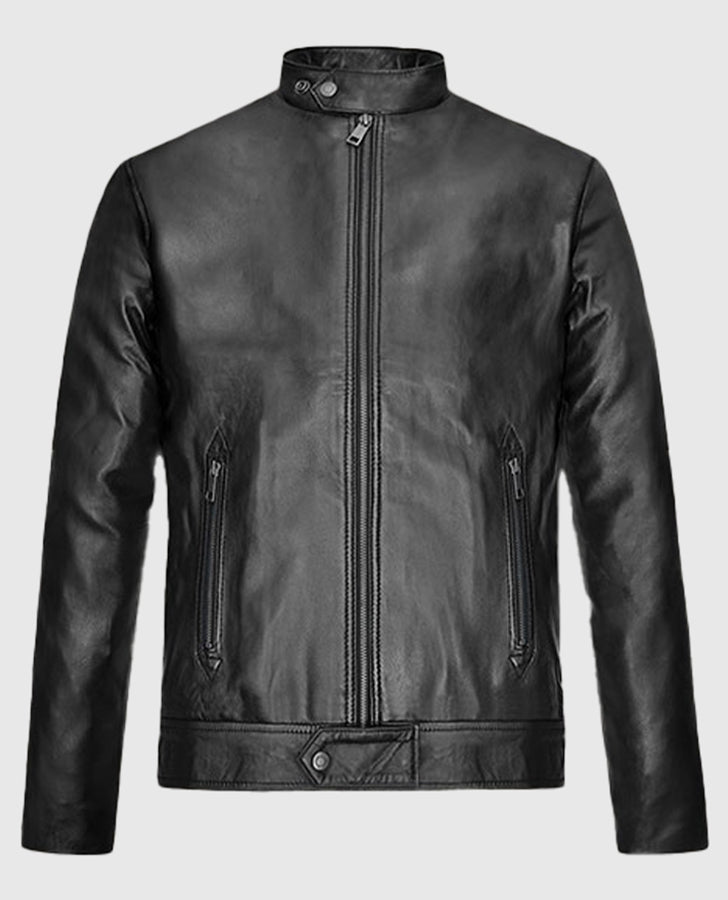 Michael Fassbender Frank Film Black Leather Jacket for Men - back view