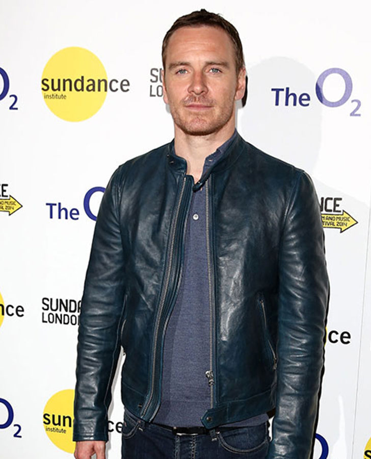 Michael Fassbender Frank Film Black Leather Jacket for Men - front view