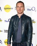 Michael Fassbender Frank Film Black Leather Jacket for Men - front view