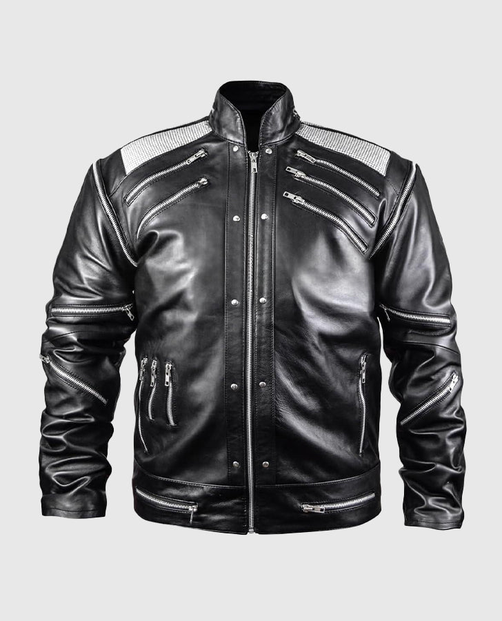 Michael Jackson Beat It Black Leather Jacket for Men - back view