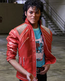 Michael Jackson Beat It Red Leather Jacket for Men - front view