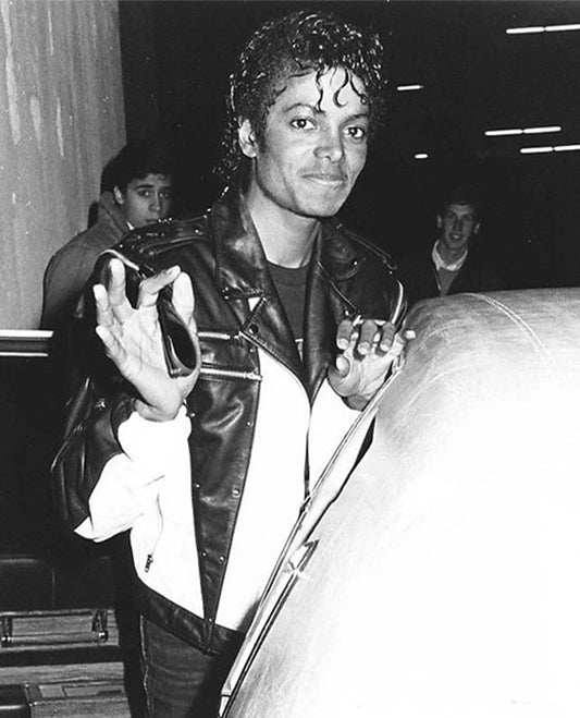 Michael Jackson White & Black Leather Jacket for Men - front view