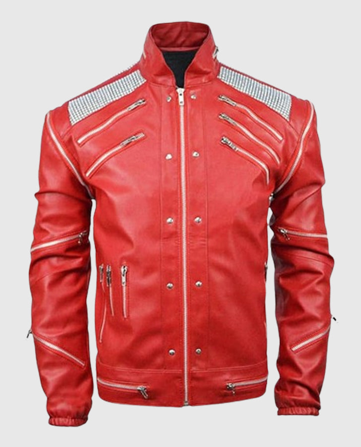 Michael Jackson Beat It Red Leather Jacket for Men - back view