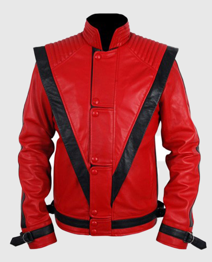 Michael Jackson Thriller Red Leather Jacket for Men - back view