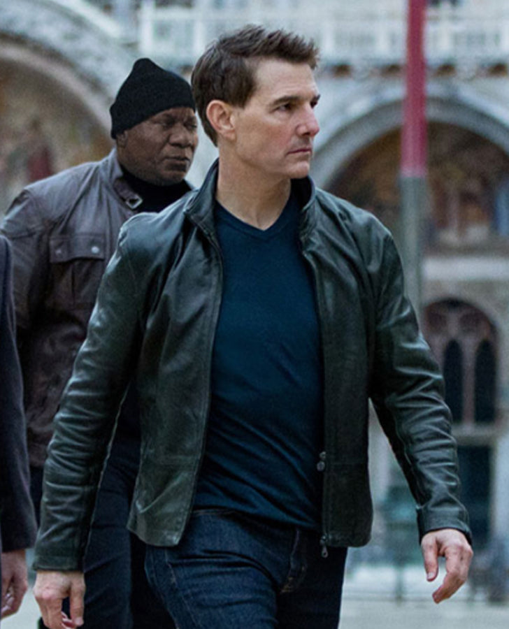 Mission Impossible 7 Ethan Black Leather Jacket for Men - front view