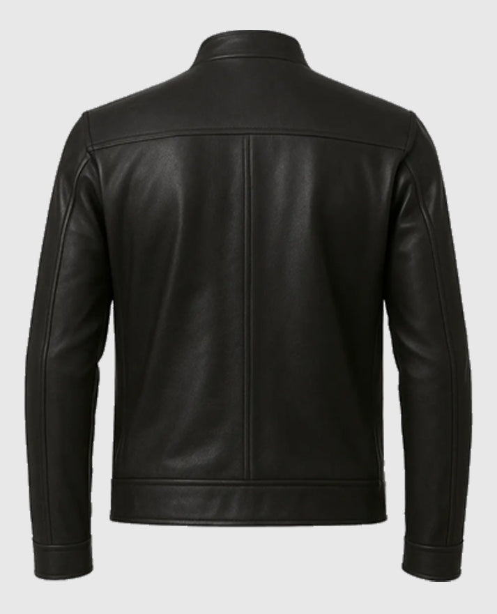 Mission Impossible 7 Ethan Black Leather Jacket for Men - side angle view