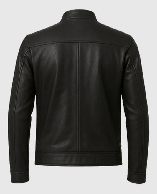 Mission Impossible 7 Ethan Black Leather Jacket for Men - side angle view
