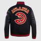 NBA Atlanta Hawks Men's Rib Black Wool Varsity Jacket - back view