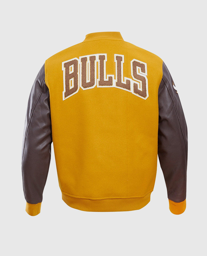 NBA Chicago Bulls Classic Wool Men's Yellow Varsity Jacket - back view
